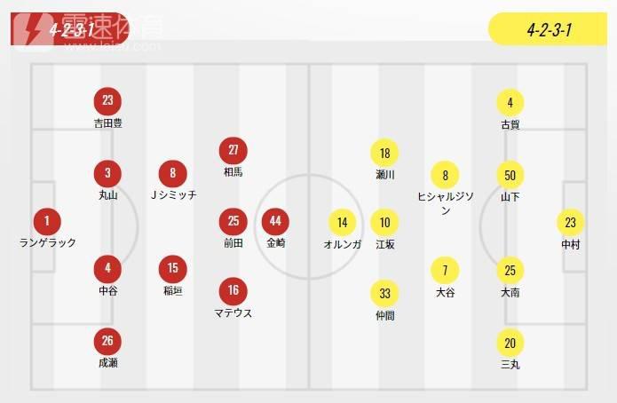 名古屋鲸八VS柏太阳神首发